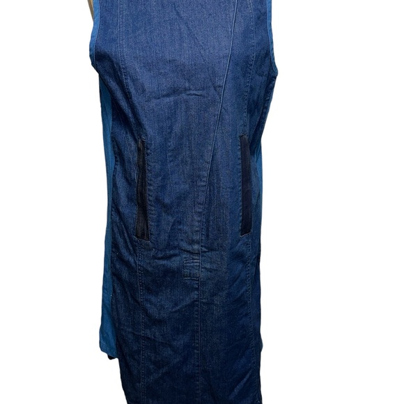 Tory Burch Front Zip Snap Blue Denim Midi Dress Size Medium - Picture 3 of 7